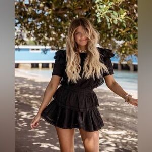 LoveShackFancy Natasha Mini Dress in Black